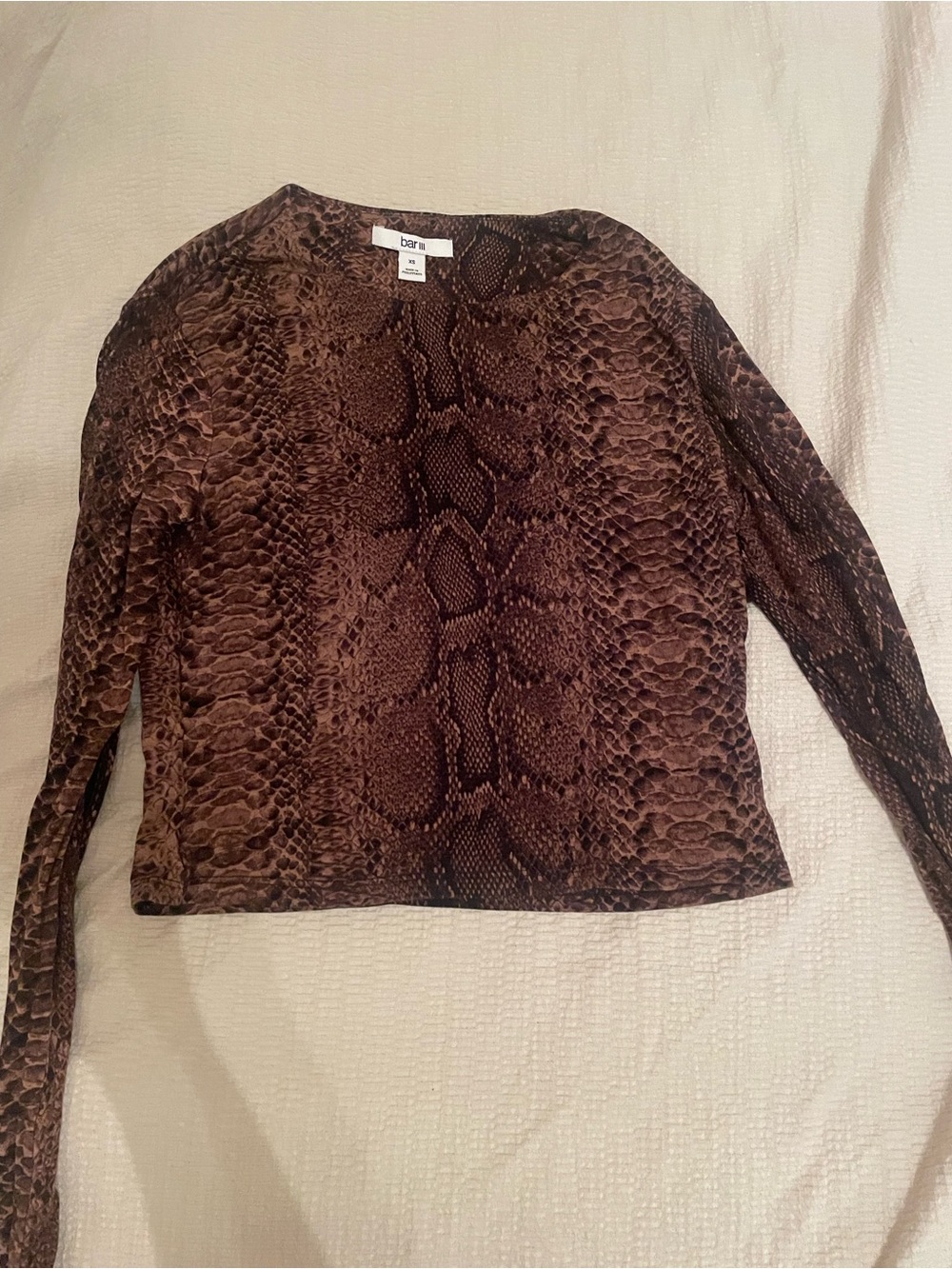 Bar III Snake Print Brown Long Sleeve Top